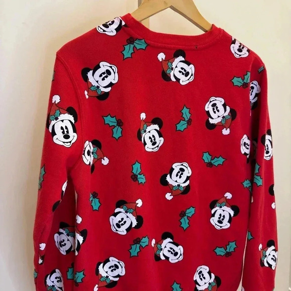 Disney Women's M Mickey Mouse Christmas Pullover Red Sweatshirt Holiday - Picture 10 of 13